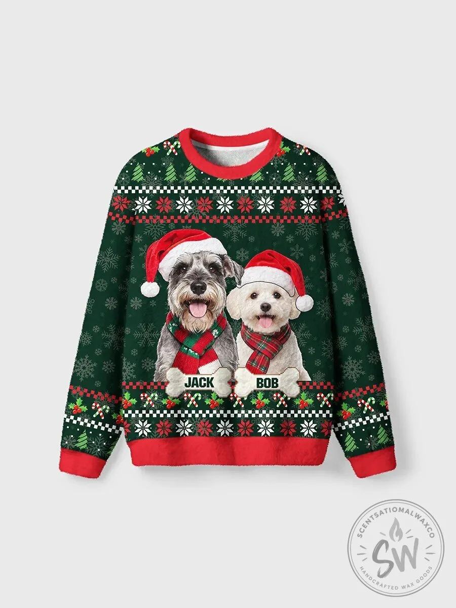 Personalized Vintage Christmas Dogs Holiday Ugly Christmas Sweater Sweatshirt